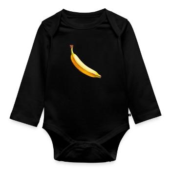 banana - Organic Longsleeve Baby Bodysuit - black - Front