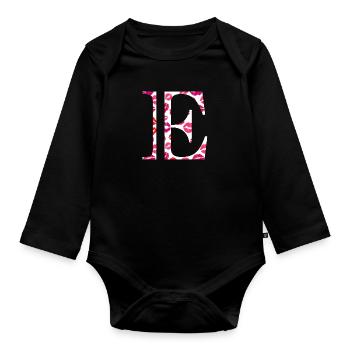 Lettre e bisous - Body Bébé bio manches longues - noir - Devant