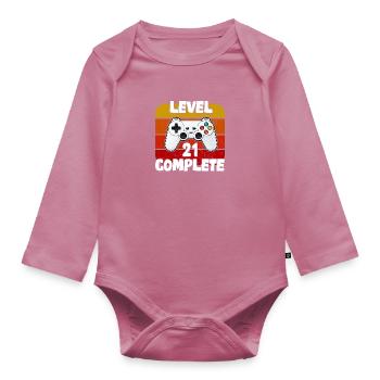 21st birthday - Gamer video games - Organic Longsleeve Baby Bodysuit - mauve - Front