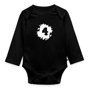 4 blobs - Organic Longsleeve Baby Bodysuit - black - Front