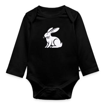 hase kaninchen - Baby Bio-Langarm-Body - Schwarz - Vorne