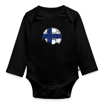 Finland Soccer Ball Fußball - Baby Bio-Langarm-Body - Schwarz - Vorne