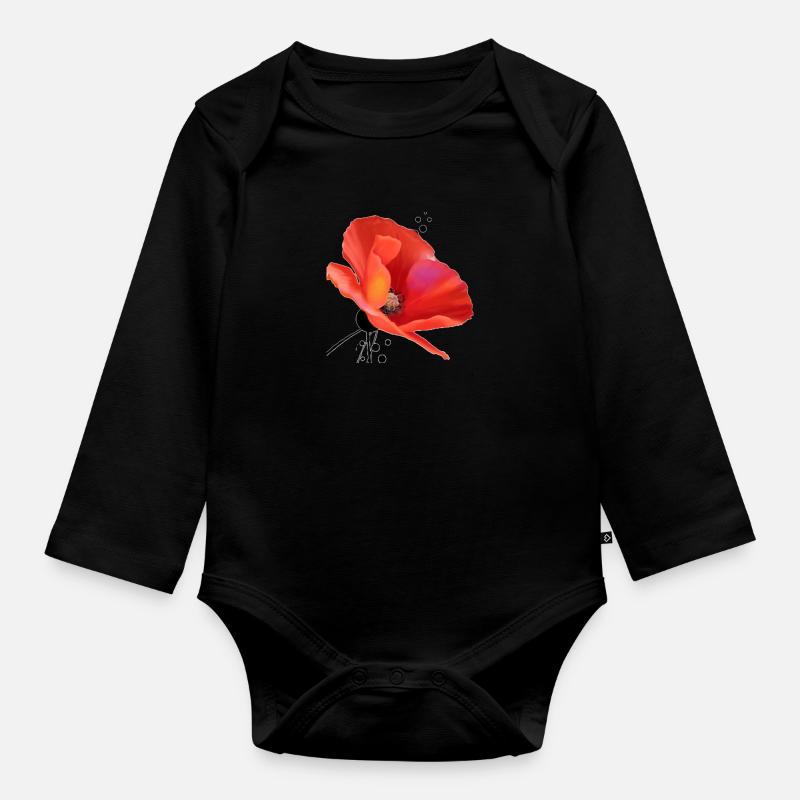 Mohn - Baby Bio-Langarm-Body - Schwarz