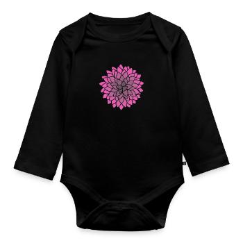 MUMS Flower Pink Flowers - Organic Longsleeve Baby Bodysuit - black - Front