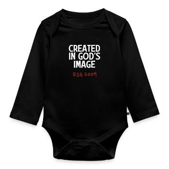 Geschaffen nach Gottes Bild Est 2009 - Baby Bio-Langarm-Body - Schwarz - Vorne