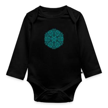 Mandala Maya Pattern - Organic Longsleeve Baby Bodysuit - black - Front