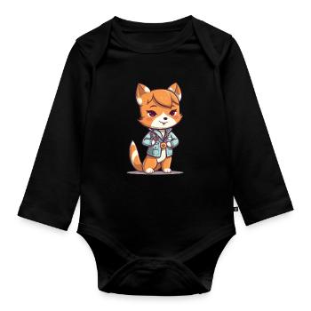 japanisch Hund Shiba Inu Ärztin Krankenschwester - Baby Bio-Langarm-Body - Schwarz - Vorne