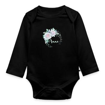 Für Anne - Baby Bio-Langarm-Body - Schwarz - Vorne