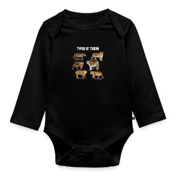 Types Of tigers - tigers Family Breeds - Organic Longsleeve Baby Bodysuit - black - Front