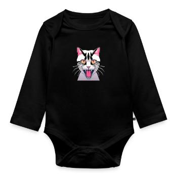 Wütende Katze - Baby Bio-Langarm-Body - Schwarz - Vorne