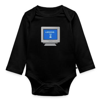CRT design - Loading Wallpaper - Organic Longsleeve Baby Bodysuit - black - Front