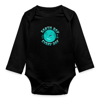 Jour de la Terre Tous les jours Planète Environnement - Body Bébé bio manches longues - noir - Devant