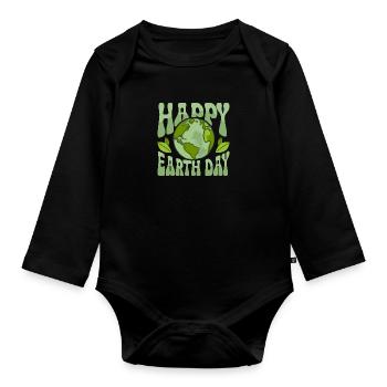 Bonne Journée de la Terre Planète Environnementale - Body Bébé bio manches longues - noir - Devant