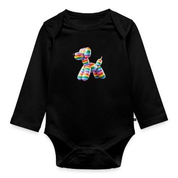 Balloon Dog Pride Rainbow Flag - Organic Longsleeve Baby Bodysuit - black - Front