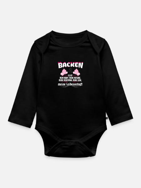 Backen ist meine Leidenschaft - Baby Bio-Langarm-Body - Schwarz