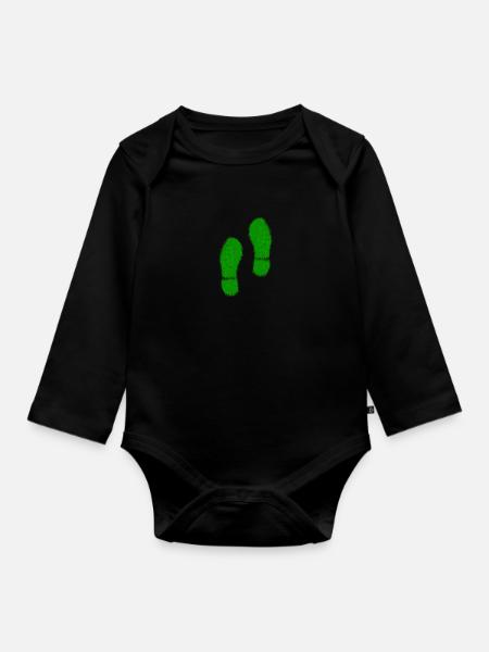 Green Grass Steps - Baby Bio-Langarm-Body - Schwarz