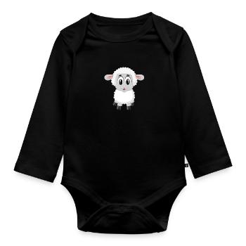 moutons doux - Body Bébé bio manches longues - noir - Devant