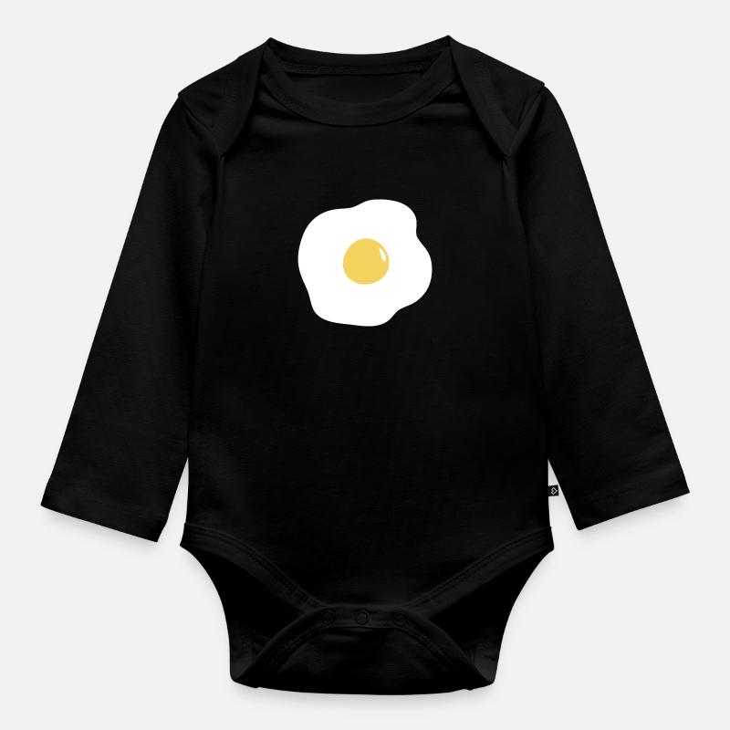 egg fried - Organic Longsleeve Baby Bodysuit - black