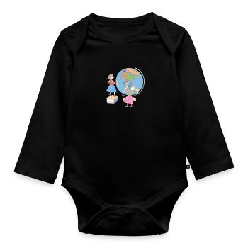 Back to school - Organic Longsleeve Baby Bodysuit - black - Front