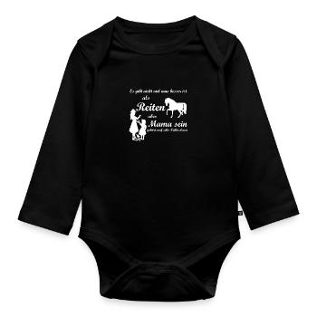 Reiten und Mama - Baby Bio-Langarm-Body - Schwarz - Vorne