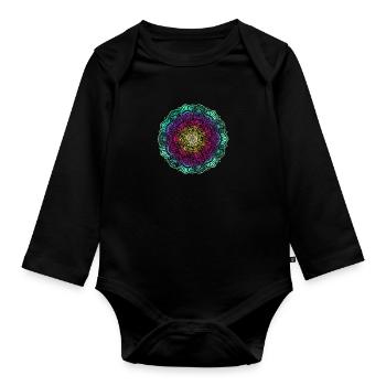 Mandala - Organic Longsleeve Baby Bodysuit - black - Front