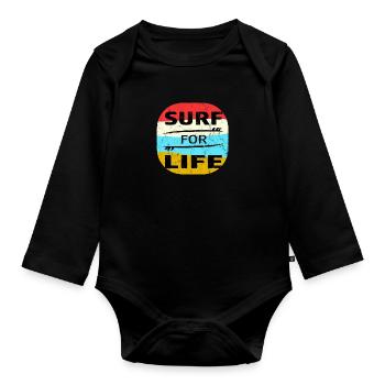 Surfer Surfen Surf Meer See Wellen Urlaub Geschenk - Baby Bio-Langarm-Body - Schwarz - Vorne