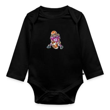 Little baby american football player 2 - Organic Longsleeve Baby Bodysuit - black - Front