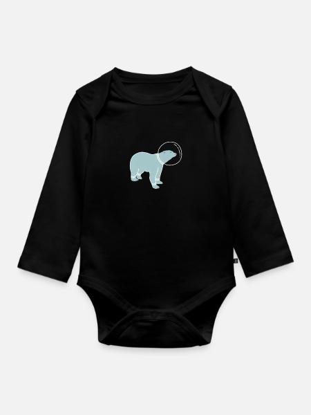 SPACE BEAR - Baby Bio-Langarm-Body - Schwarz