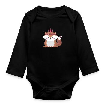 Indianer-Fuchs - Baby Bio-Langarm-Body - Schwarz - Vorne