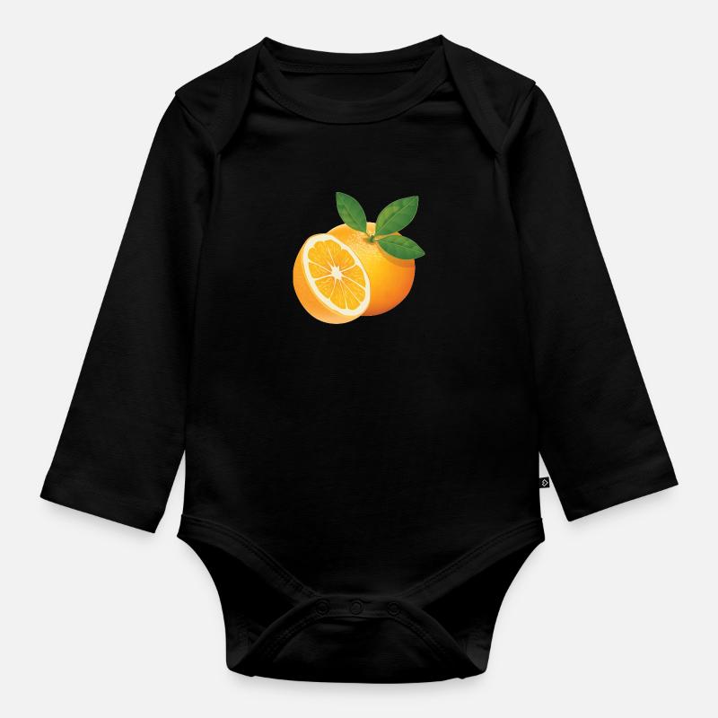 Orange - Baby Bio-Langarm-Body - Schwarz