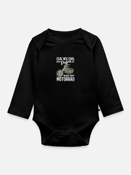 Motorrad Chopper cooler Papa Geschenkidee - Baby Bio-Langarm-Body - Schwarz