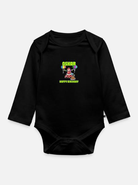 Birthday Fire Brigade Oskar Gift Birthday - Organic Longsleeve Baby Bodysuit - black