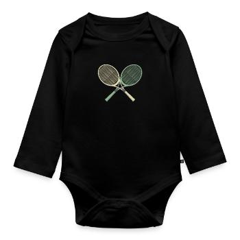 tennis rackets sports ideas ideas - Organic Longsleeve Baby Bodysuit - black - Front