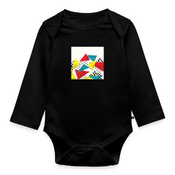 Abstrakte Vintage Collage - Baby Bio-Langarm-Body - Schwarz - Vorne