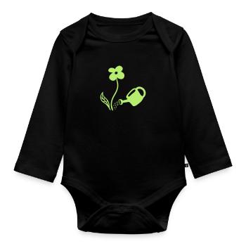 Blumen gießen - line - Baby Bio-Langarm-Body - Schwarz - Vorne