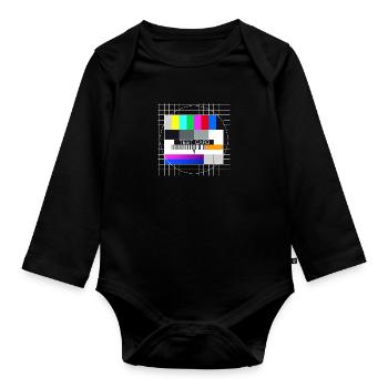 Testbild Fernsehen Bildschirm Sendeschluss Display - Baby Bio-Langarm-Body - Schwarz - Vorne