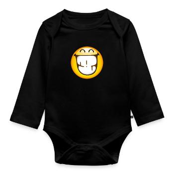 Smiley Glossy Happy Teeth - Body Bébé bio manches longues - noir - Devant