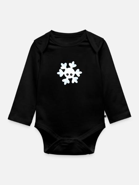 Schneeflocke - Baby Bio-Langarm-Body - Schwarz