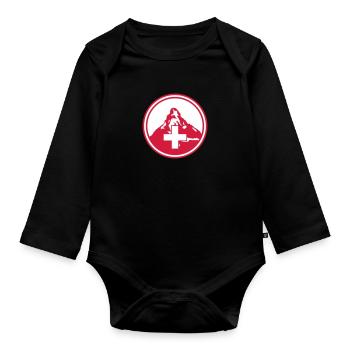 matterhorn mountain swiss - Baby Bio-Langarm-Body - Schwarz - Vorne
