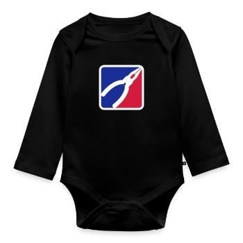 Pliers tool logo - Organic Longsleeve Baby Bodysuit - black - Front