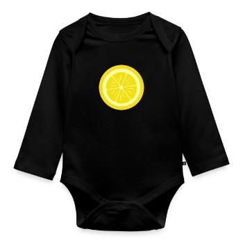 Sliced lemons - Organic Longsleeve Baby Bodysuit - black - Front