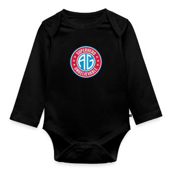 Super heros initial AG - Baby Bio-Langarm-Body - Schwarz - Vorne