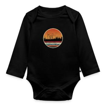 Windpark im Sonnenuntergang - Windkraft - Baby Bio-Langarm-Body - Schwarz - Vorne