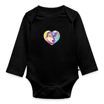 Dog - Organic Longsleeve Baby Bodysuit - black - Front