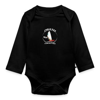 Je peux pas, j'ai planche à voile - Body Bébé bio manches longues - noir - Devant