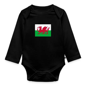 Wales flag - Organic Longsleeve Baby Bodysuit - black - Front