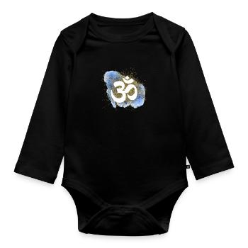 om zeichen gold wasser elemente chakra - Baby Bio-Langarm-Body - Schwarz - Vorne