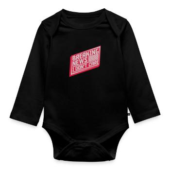 Breaking news don't care - Baby Bio-Langarm-Body - Schwarz - Vorne