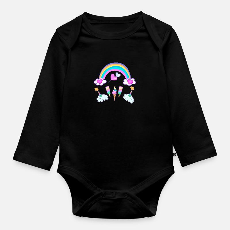 Eishorn Arc-en-ciel - Body Bébé bio manches longues - noir