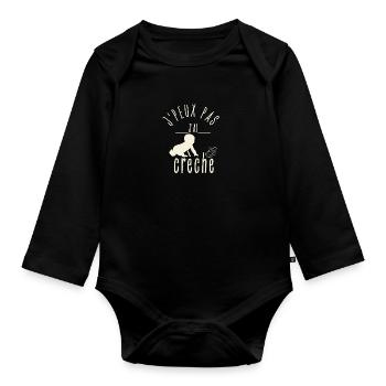 J'peux pas J'Ai Crèche - Body Bébé bio manches longues - noir - Devant